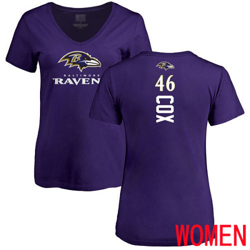 Baltimore Ravens Purple Women Morgan Cox Backer NFL Football #46 T Shirt->women nfl jersey->Women Jersey